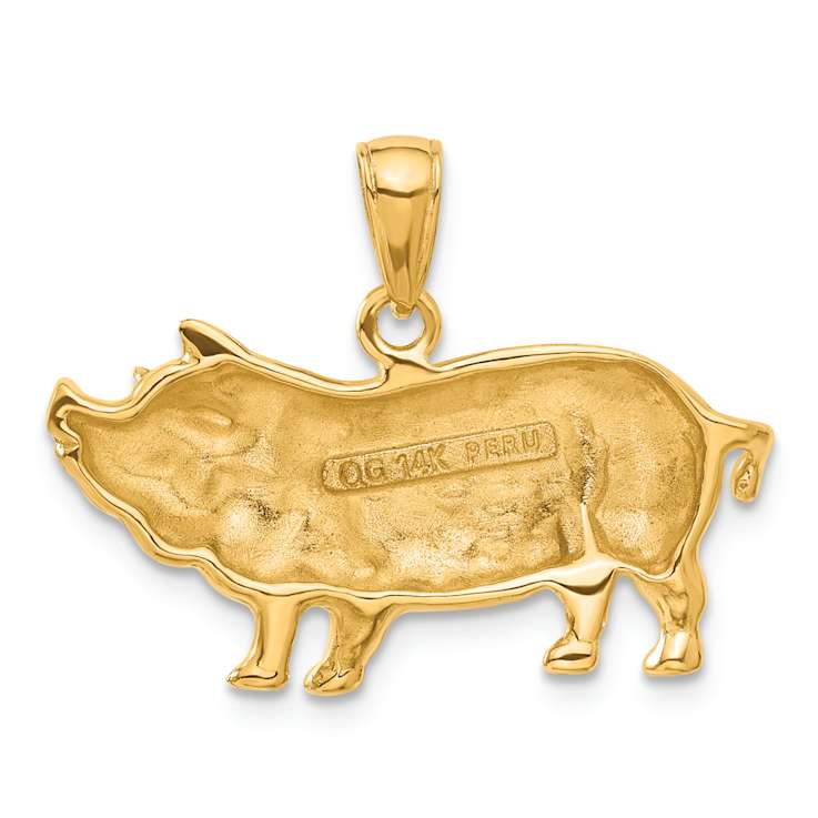 14k Yellow Gold Pot Belly Pig Pendant