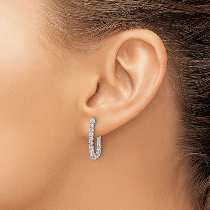 Rhodium Over 14K White Gold Lab Grown Diamond SI1/SI2, G H I, In and Out
J-Hoop Earrings