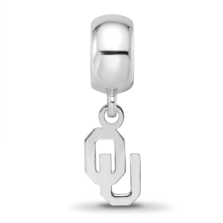 Sterling Silver Rhodium-plated LogoArt University of Oklahoma XS Dangle Bead