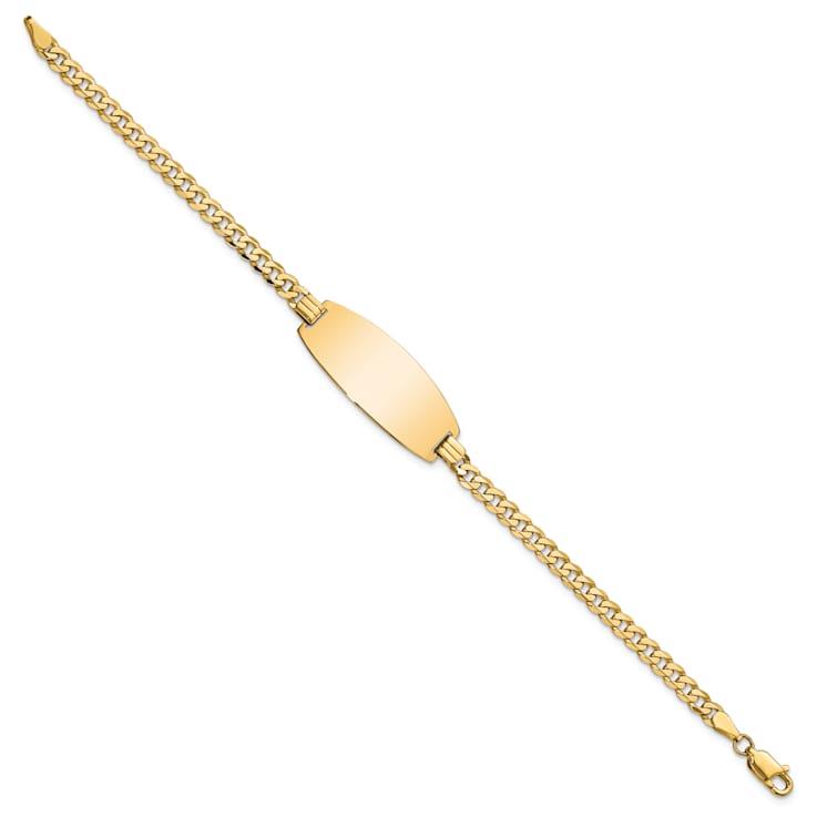 14k Yellow Gold Oval Curb Link ID Bracelet