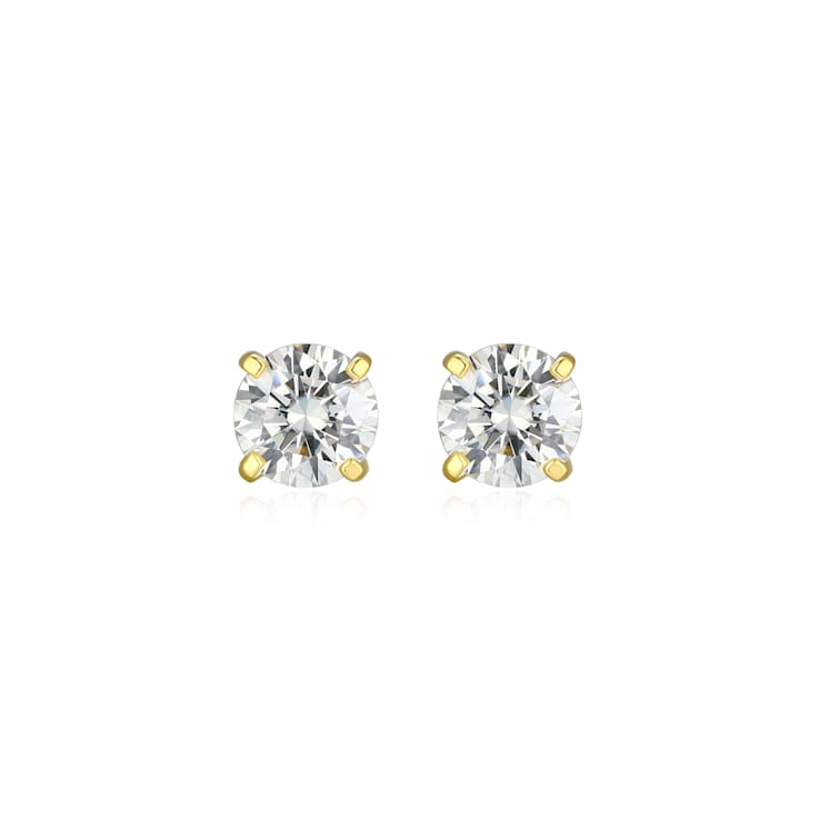 Moissanite 14k Yellow Gold Over Silver Stud Earrings 1.00ctw DEW