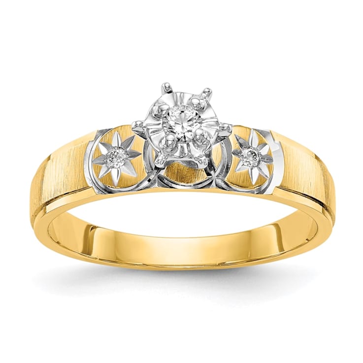 14K Yellow Gold AA Quality Engagement Ring 0.07ctw