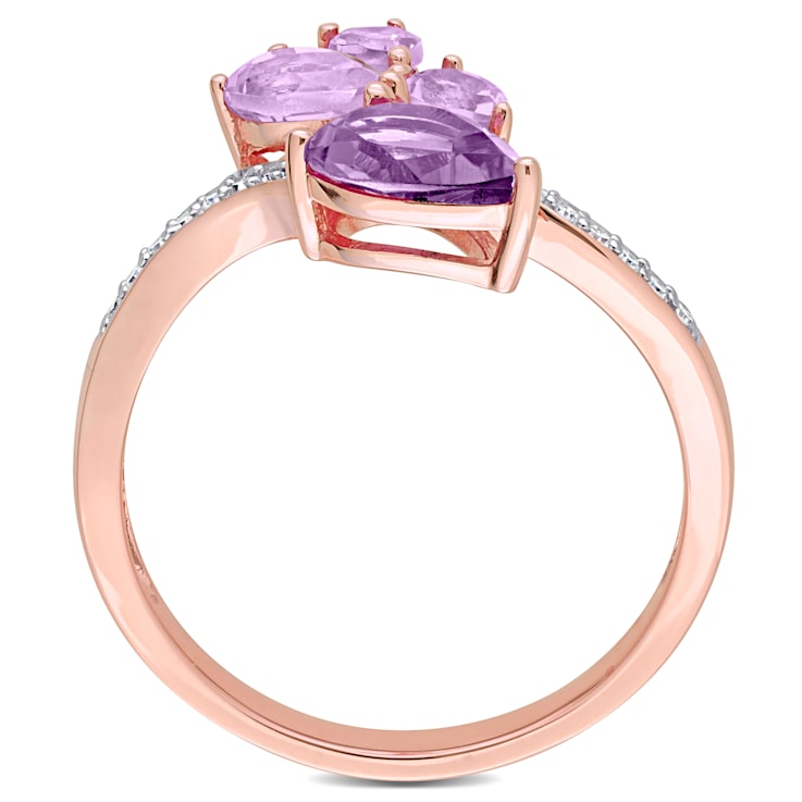 1.70ctw Amethyst And Diamond 14k Rose Gold Ring - 11B76A