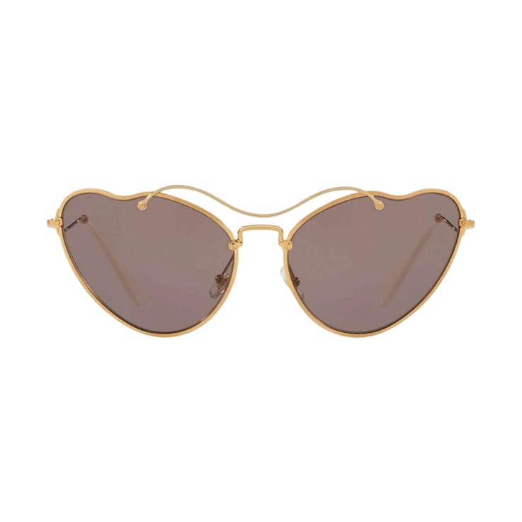 Miu Miu Gold Cat Eye Frame / Purple Brown Lenses Sunglasses