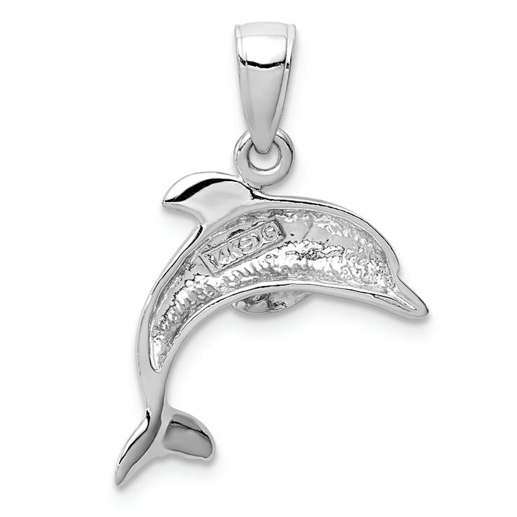 Rhodium Over 14k White Gold Jumping Dolphin Pendant