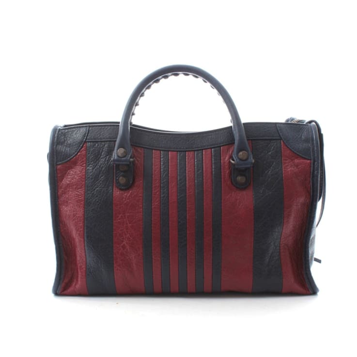 Balenciaga Classic City Marine Bordeaux Stripe Small Satchel Bag 18NQFA