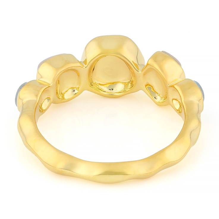 Freeform Mother-Of-Pearl And Aquamarine Ring In 18K Gold Over Sterling
Silver 0.80ctw