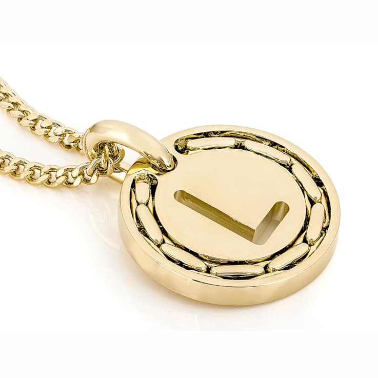 Cardano Initial L Pendant Necklace In 18K Gold Over Bronze
