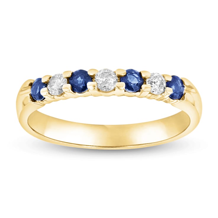 0.35ctw Sapphire and Diamond Wedding Band Ring in 14k Yellow Gold