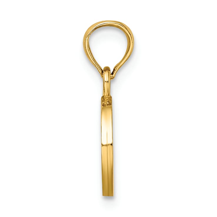 14k Yellow Gold Polished Block Letter O Initial Pendant