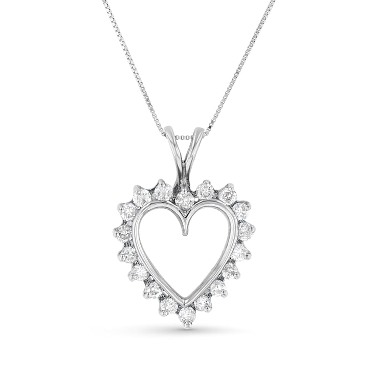 1.00ctw Diamond Heart Pendant 14k White Gold