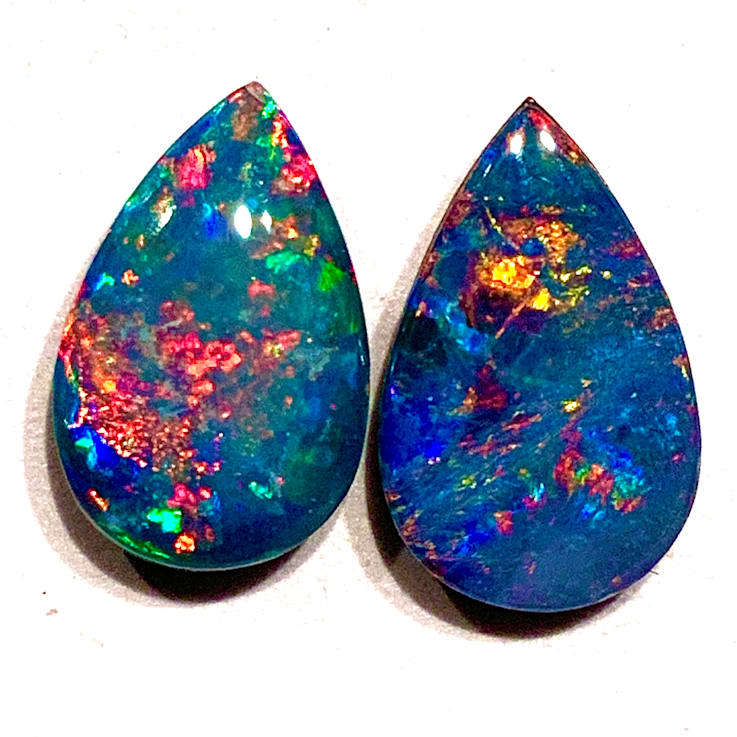 Opal on Ironstone 8x5mm Oval Doublet Set of 2 1.17ctw