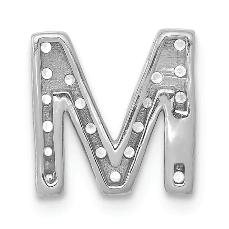 Rhodium Over 14K White Gold Diamond Letter M Initial Charm