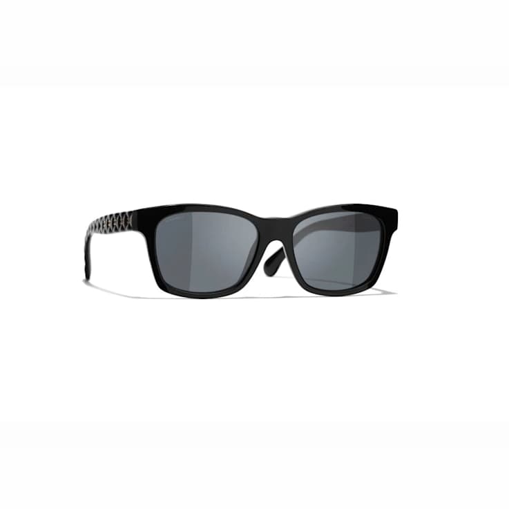 Chanel Rectangle Black Frame / Gray Gradient Polarized Sunglasses