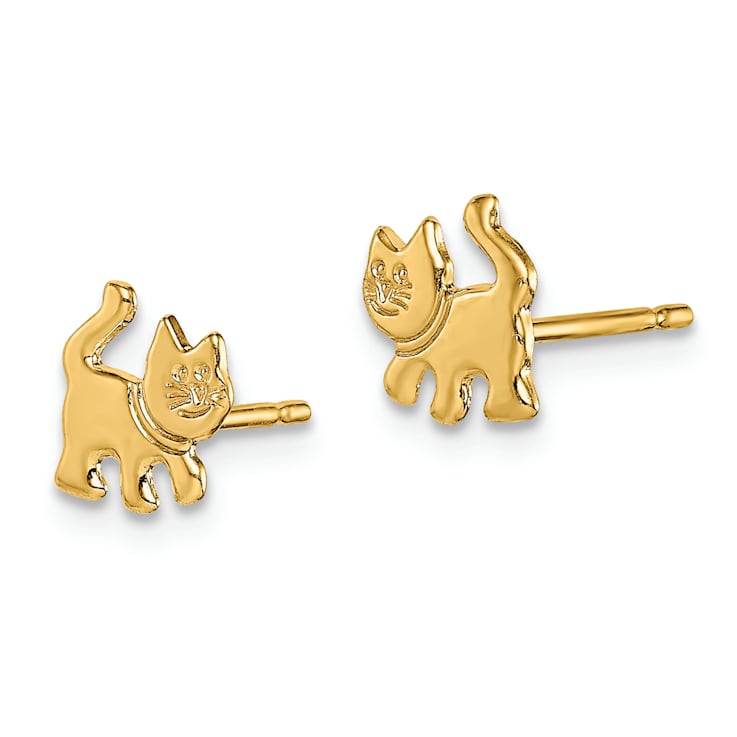 14K Yellow Gold Kitten Post Earrings