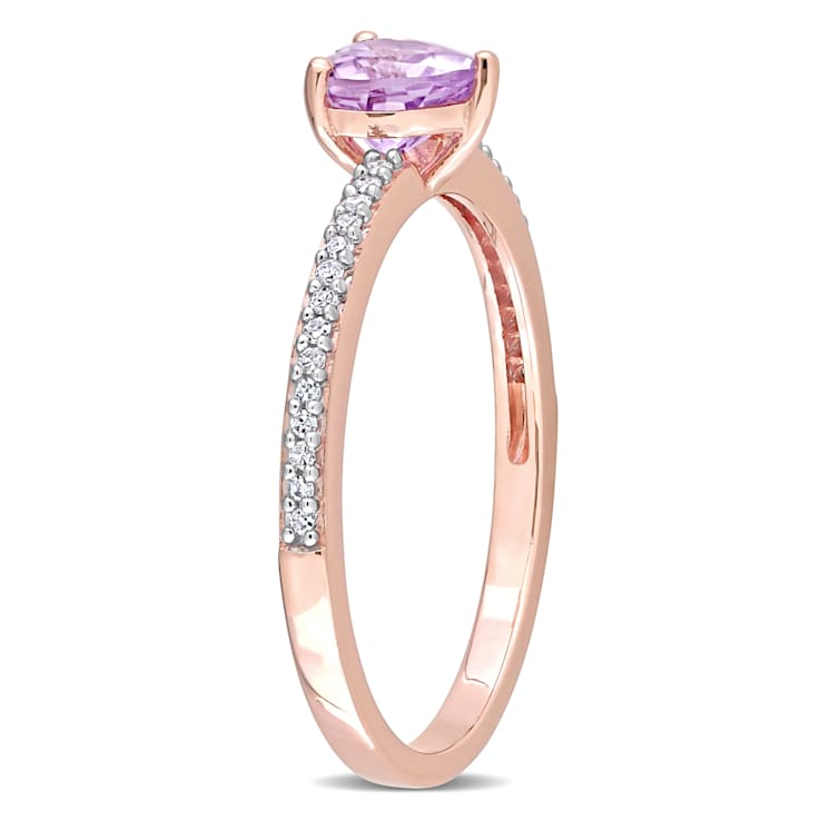 Rose de France and Diamond 10K Rose Gold Ring 0.48ctw