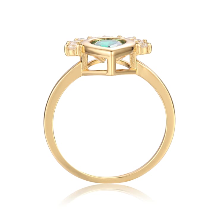 Chrome Diopside and White Topaz 14K Yellow Gold Over Sterling Silver
Ring, 2.24ctw
