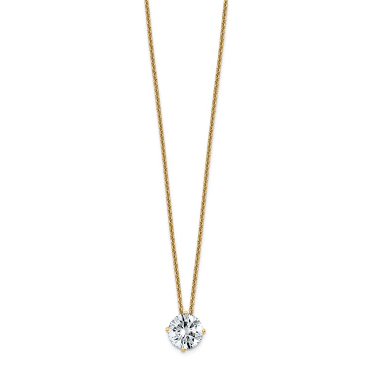 14K Yellow Gold 1.50 ct. 7.5mm Round G H I True Light Moissanite
Solitaire Pendant with Chain