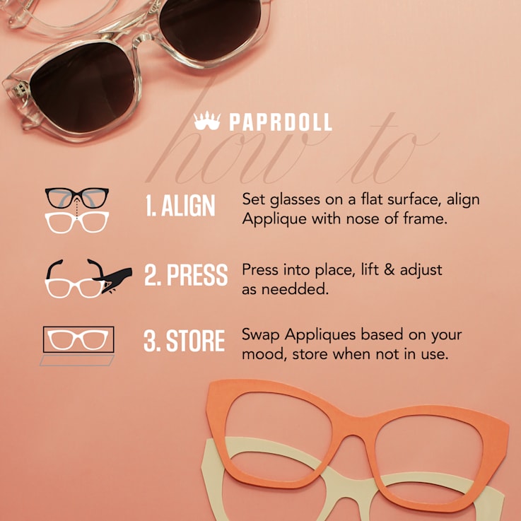 Peach Glamor Weslyn Reader and Eyewear Applique Set +2.00 Strength