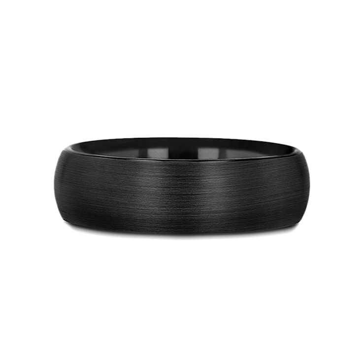 RAIDER Domed Brush Finished Black Tungsten Wedding Band 6mm