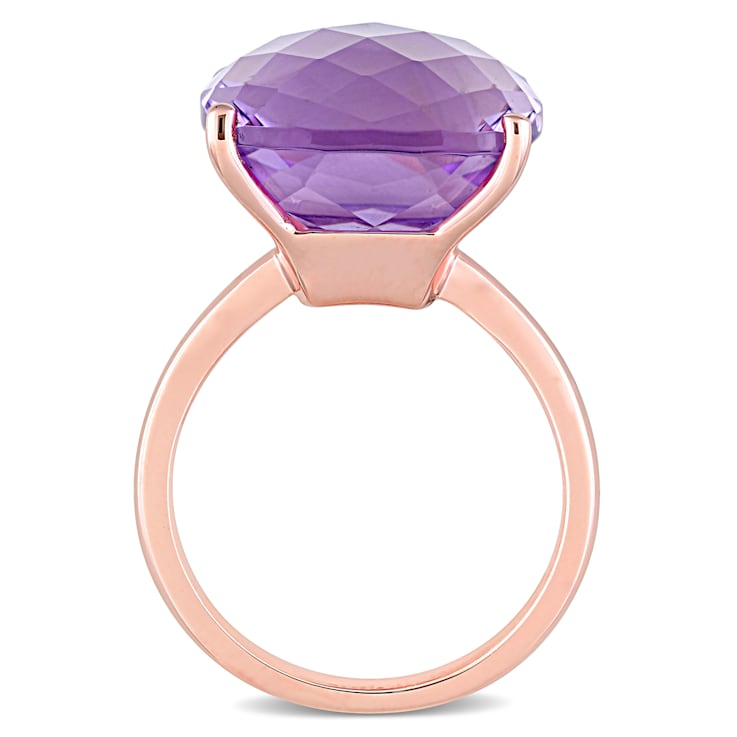 13.33ctw Amethyst 14k Rose Gold Cocktail Ring