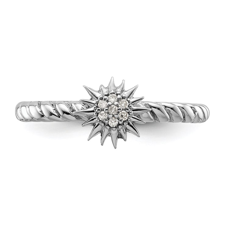 Sterling Silver Stackable Expressions Diamond Star Ring 0.035ctw