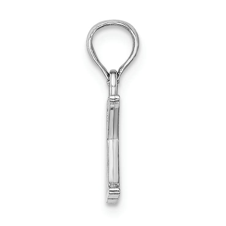 Rhodium Over 14k White Gold Polished Block Letter K Initial Pendant