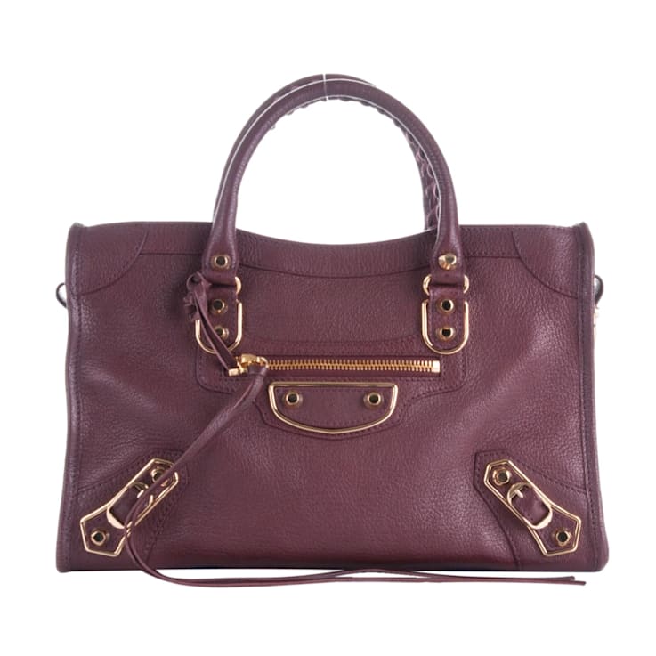 Balenciaga City Prune Purple Goat Leather Small Shoulder Bag 16W5YA