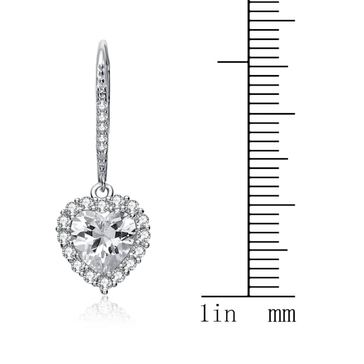 Pear Shape CZ Halo Drop Earrings In Sterling Silver