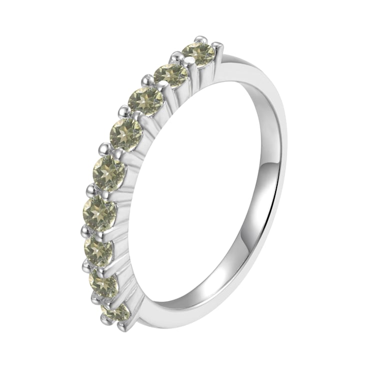 Round Peridot Sterling Silver Anniversary Style Stackable Band Ring, 0.90ctw