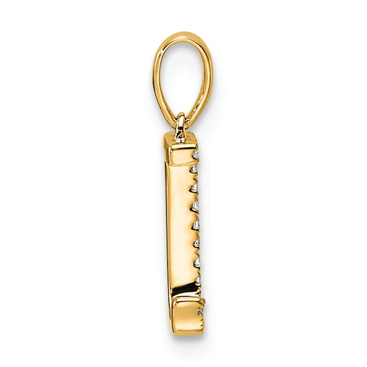 14k Yellow Gold Diamond Letter J Initial Pendant