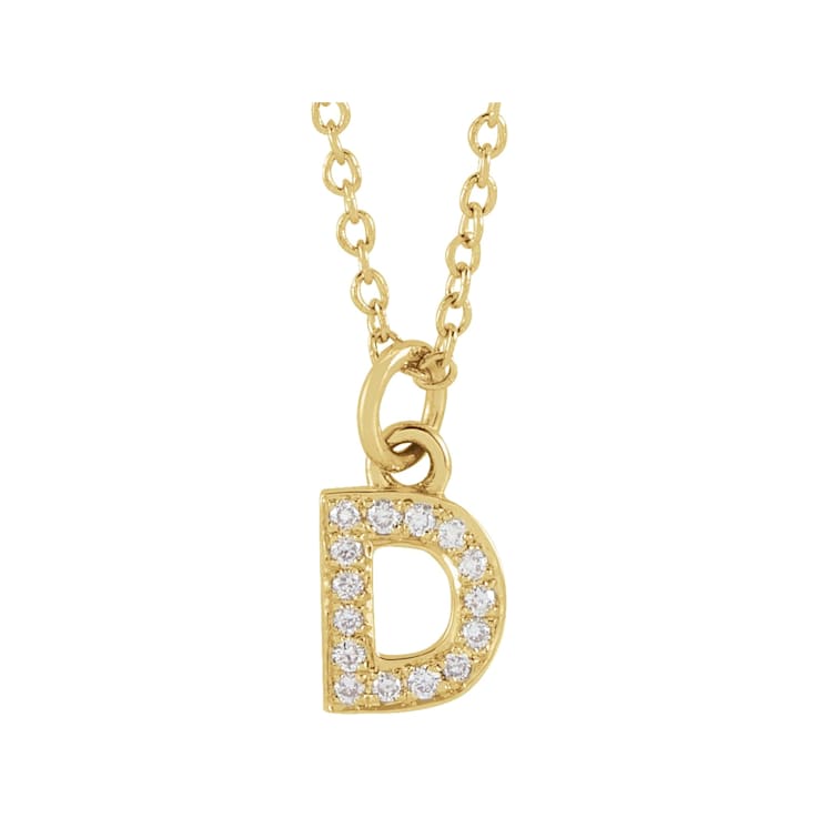 Diamond Letter D Pendant Necklace in 14k Yellow Gold