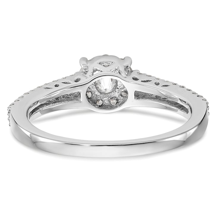 Rhodium Over 14K White Gold Lab Grown Diamond Cluster Engagement Ring 0.475ctw
