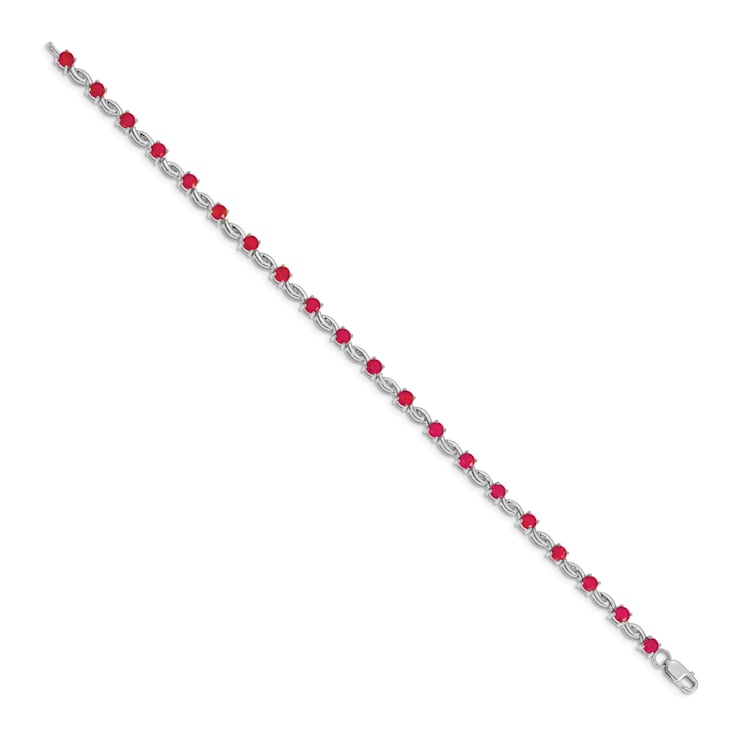 Rhodium Over 14k White Gold Ruby Bracelet
