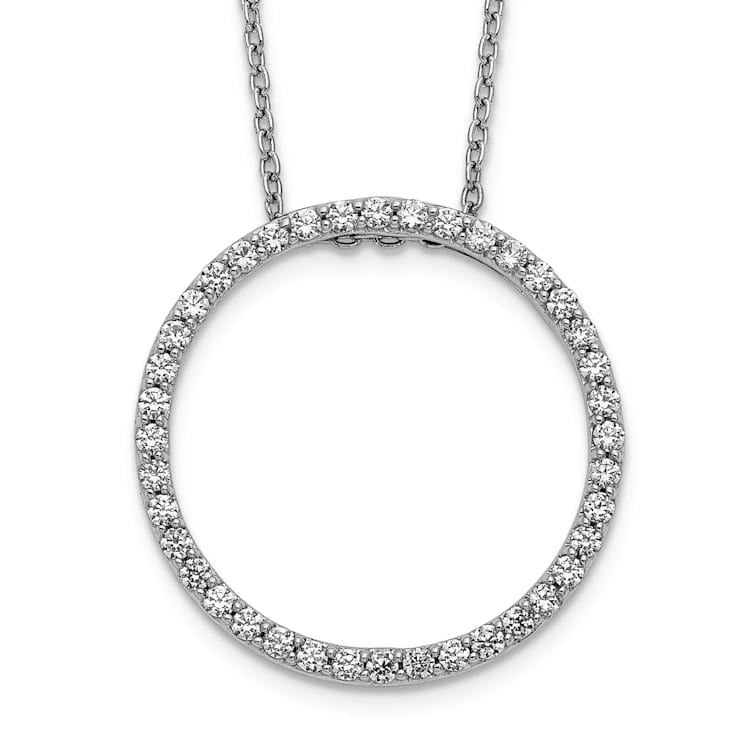 Rhodium Over 14K White Gold Lab Grown Diamond Circle 18 Inch Necklace