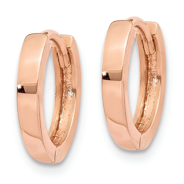 14k Rose Gold 7/16" Round Hinged Hoop Earrings