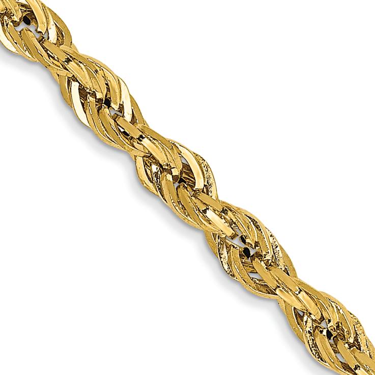 14k Yellow Gold 2.8mm Rope Link 16 Inch Chain