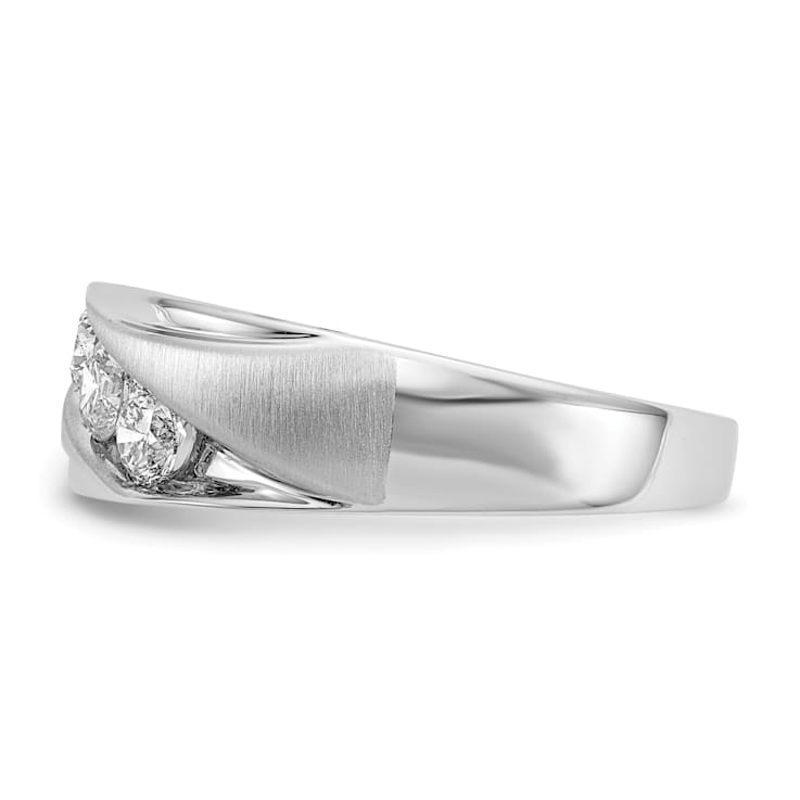 Rhodium Over 14K Gold Lab Grown Diamond SI1/SI2, G H I, Men's 3-stone Band