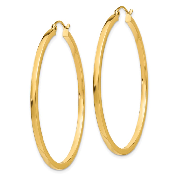 14k Yellow Gold 45mm x 2mm Square Tube Hoop Earrings - VG182A