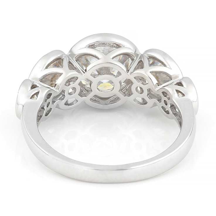 Wide Moissanite Band Ring In Platinum-Enhanced Sterling Silver