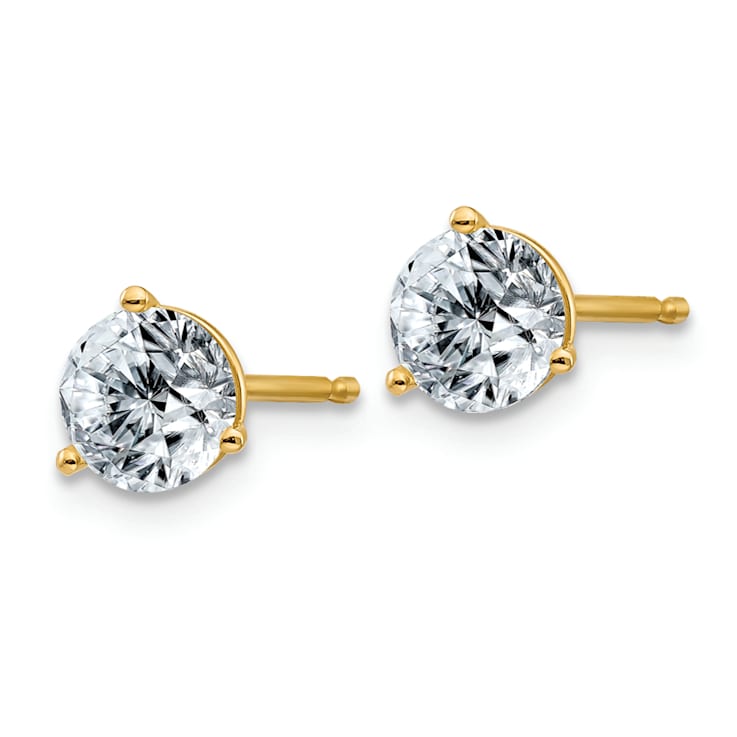 14K Yellow Gold 1ct. 5.0mm Round G H I True Light Moissanite Earrings