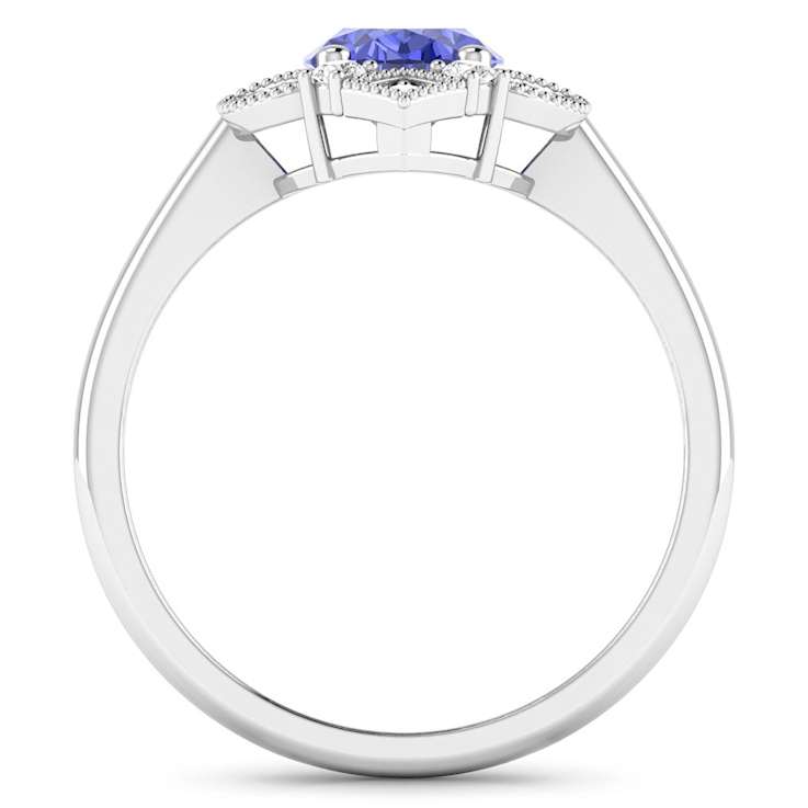1.29ctw Violet Tanzanite and Diamond 14K White Gold Halo Ring