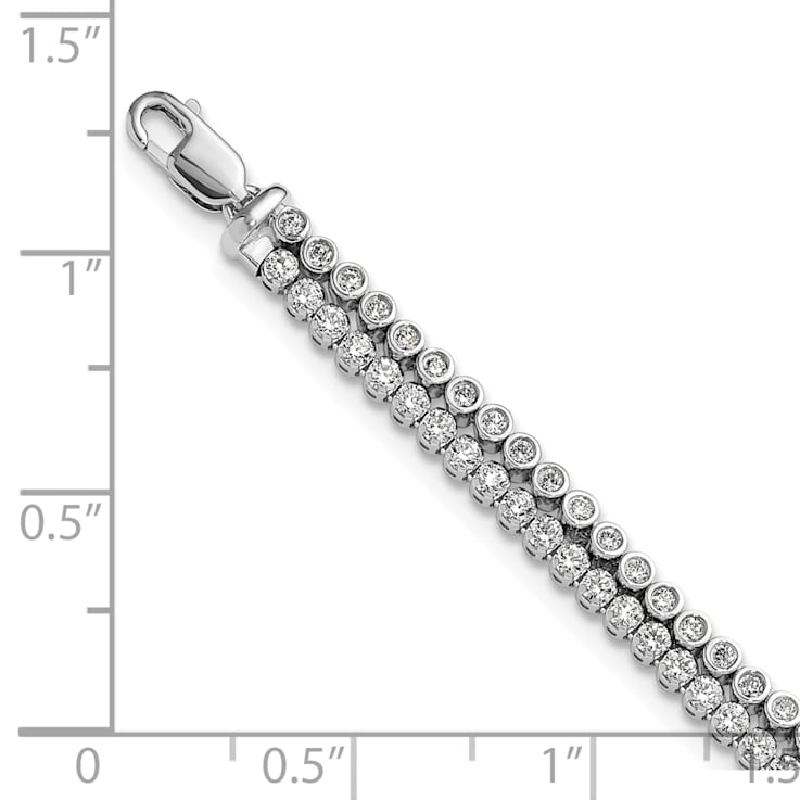 14K White Gold Lab Grown Diamond VS/SI GH, with 1 Inch Extension Double Bracelet
