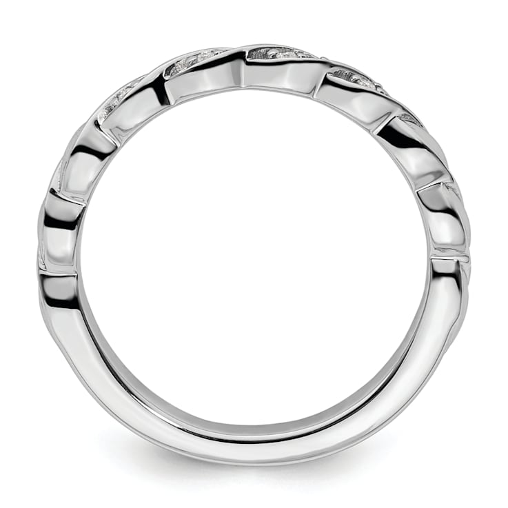14K White Gold Stackable Expressions Diamond Twist Ring 0.04ctw