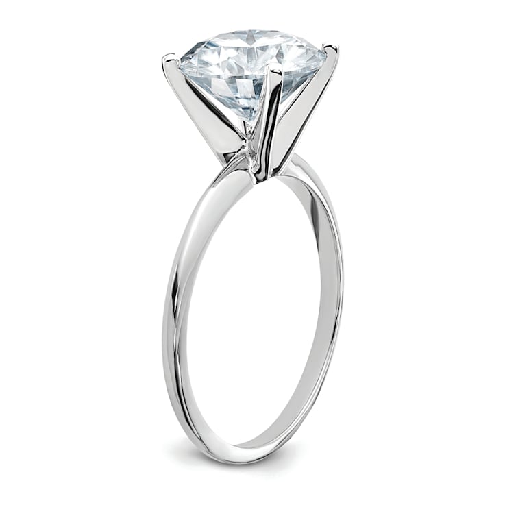 Rhodium Over 14K White Gold 3 ct. D E F Pure Light Round Moissanite
Solitaire Ring