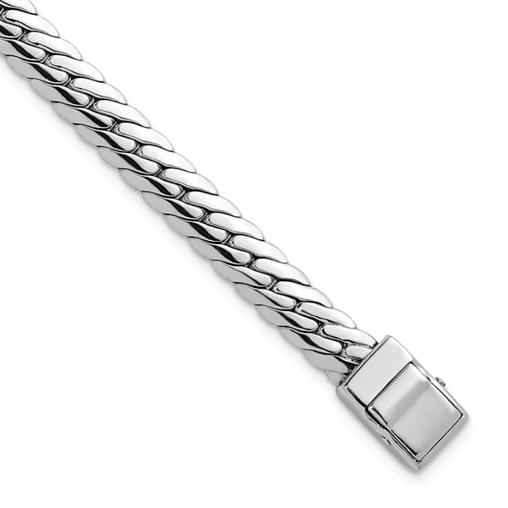 Rhodium Over Sterling Silver Polished 5.85mm Link Bracelet