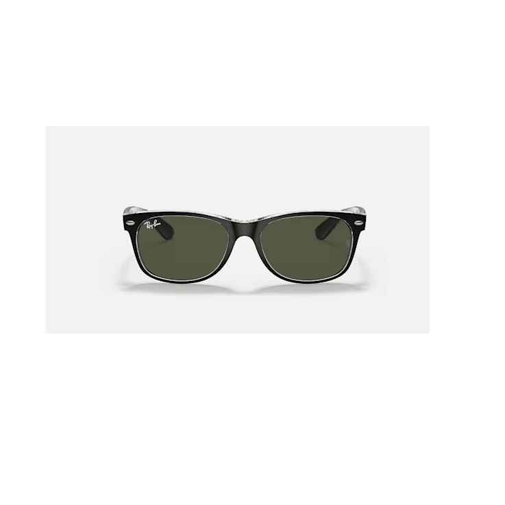 Ray Ban New Wayfarer Black Transparent 55mm Green G 15 Sunglasses RB2132 6052 55 175FTA