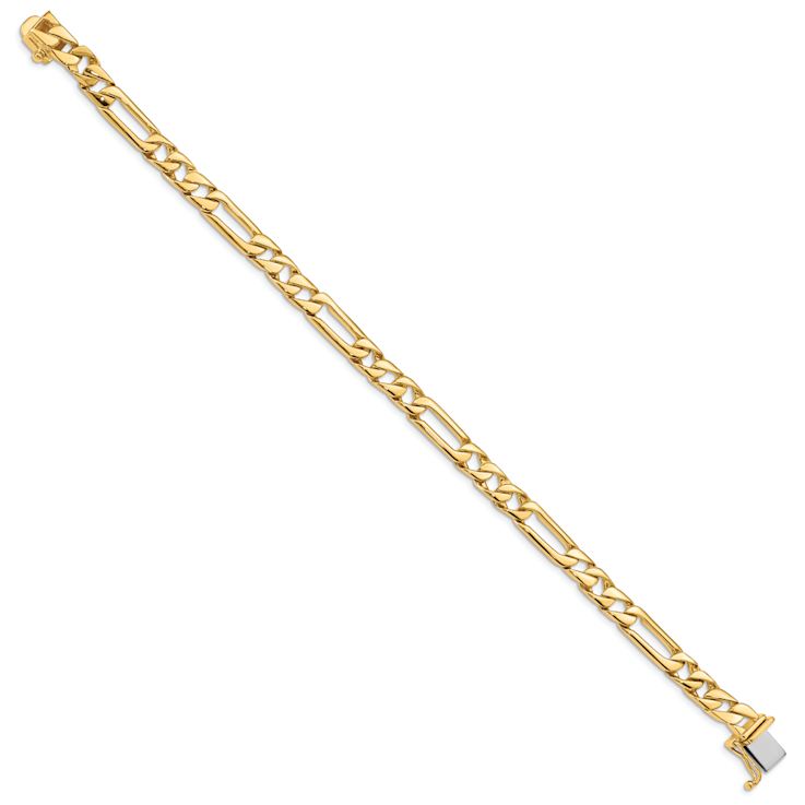 10k Yellow Gold and 10k White Gold 6mm Hand-polished Fancy Figaro Link Bracelet