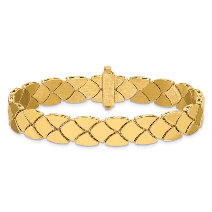 14K Yellow Gold Reversible Satin and Polished 9mm 7.25-inch Bracelet