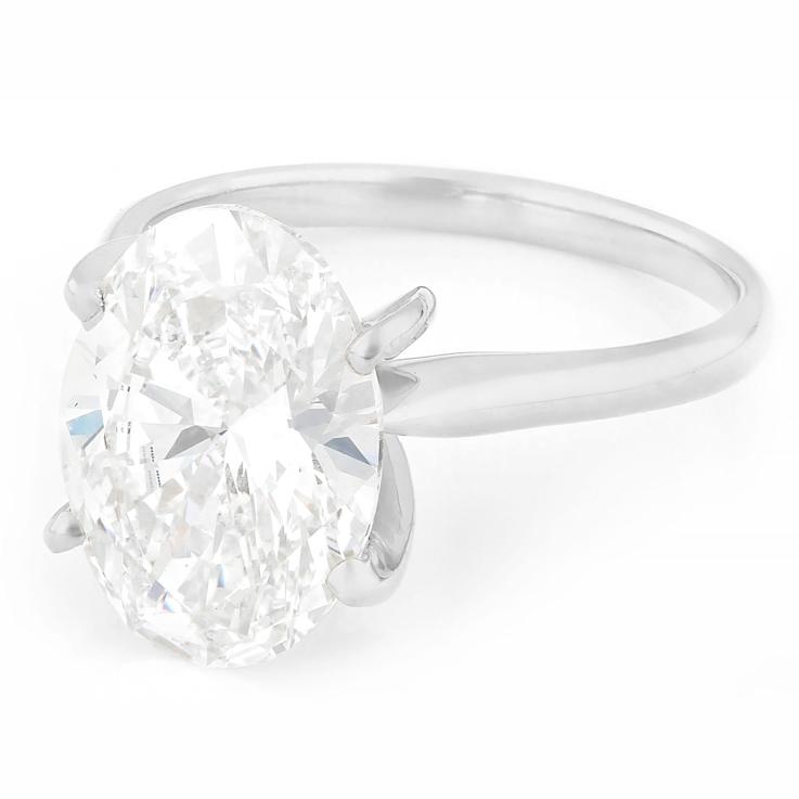 Lab-Grown Diamond Oval Solitaire Ring In 14K White Gold 5.00ct